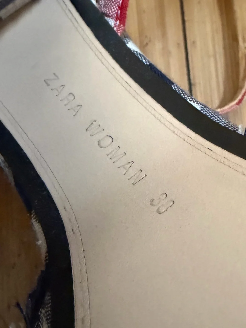 NWOT Zara Vichy Navy White Gingham Bejeweled Platform Heels Size 38 / 7.5